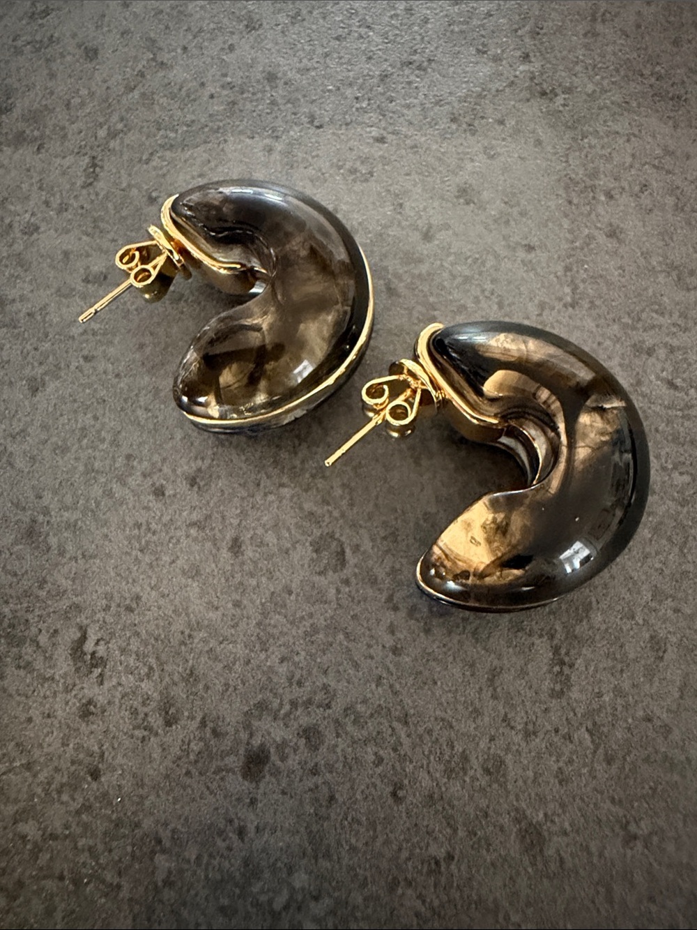 Resin and Gold Puff Hoop Earrings